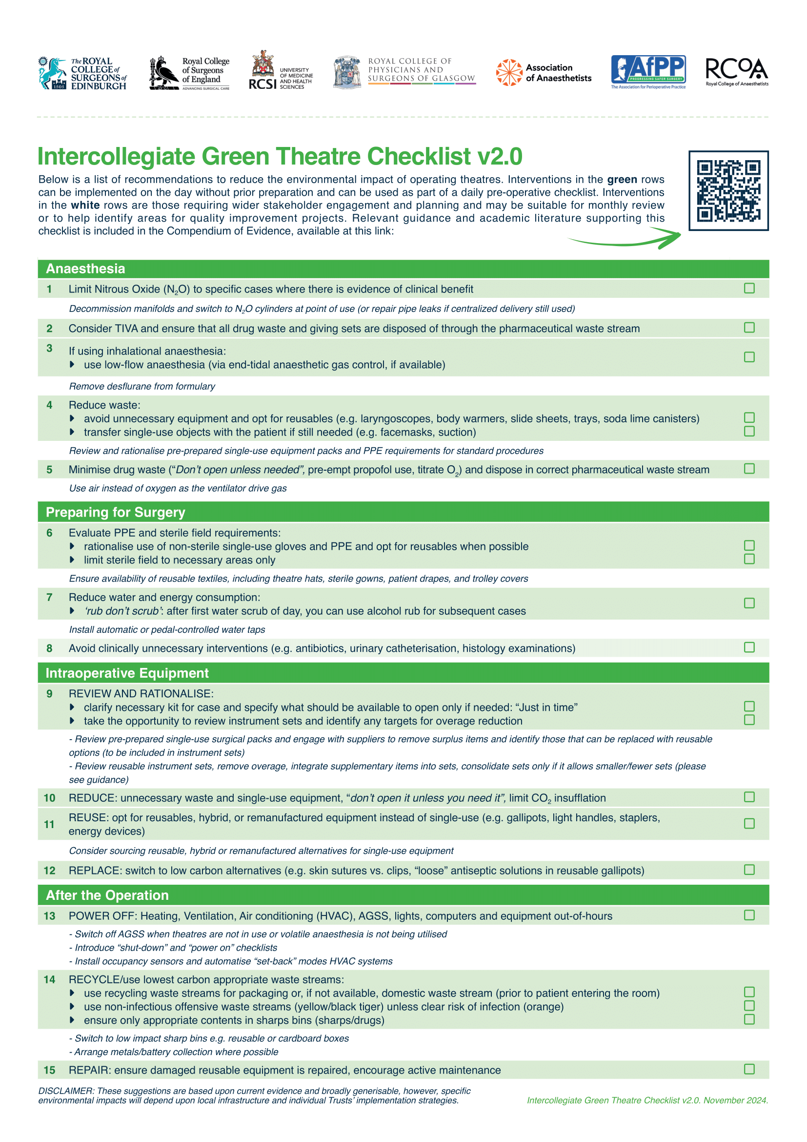 Intercollegiate Green Theatre Checklist