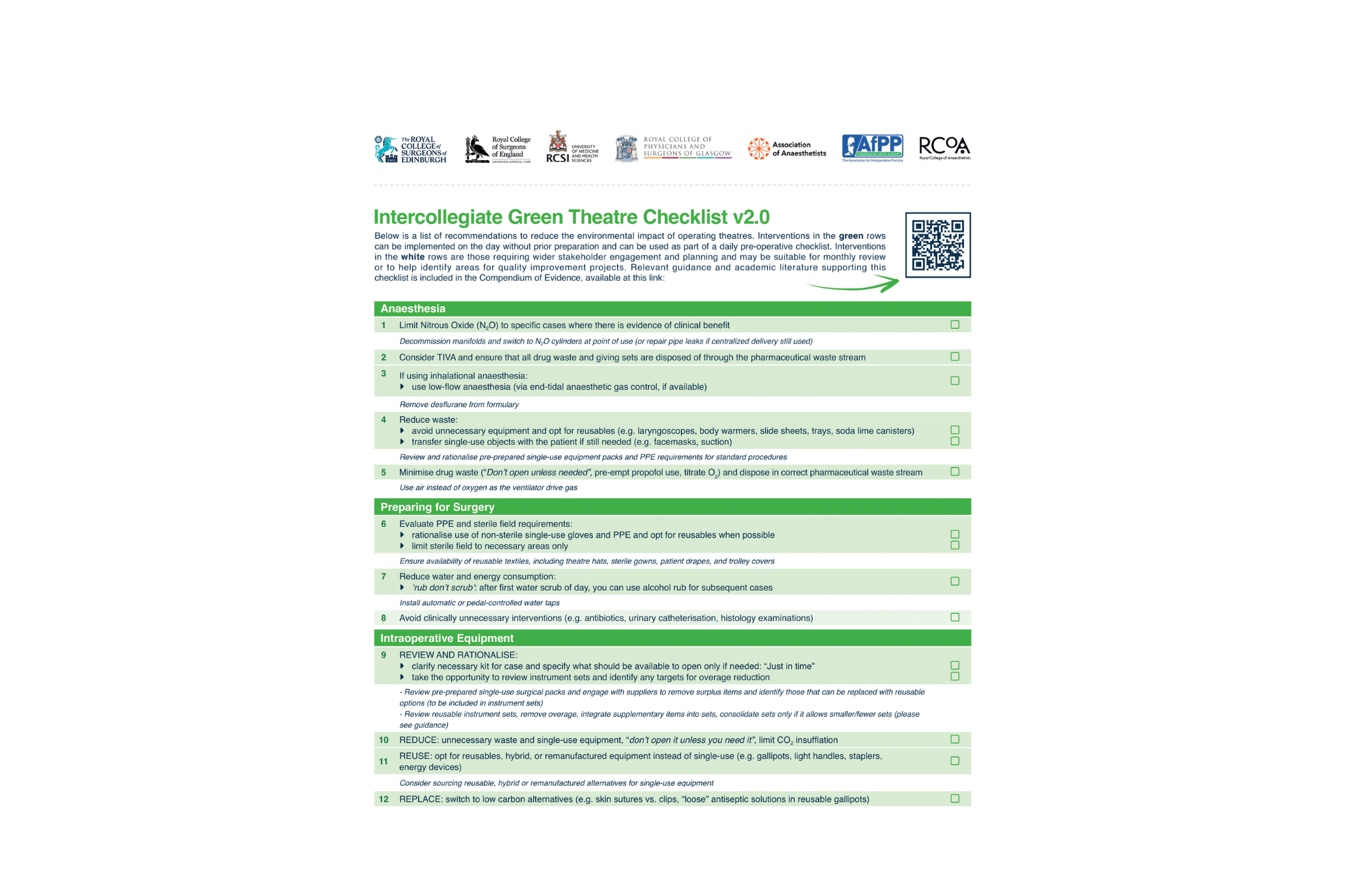 Intercollegiate Green Theatre Checklist